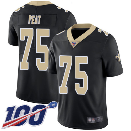 Men New Orleans Saints Limited Black Andrus Peat Home Jersey NFL Football #75 100th Season Vapor Untouchable Jersey->new orleans saints->NFL Jersey